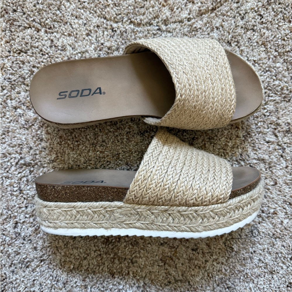 Soda Women's Woven Tan Platform Sandals